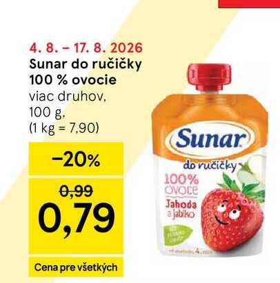 Sunar do ručičky 100% ovocie viac druhov, 100 g