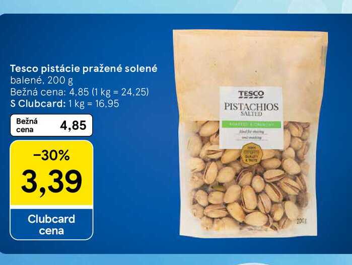 Tesco pistácie pražené solené balené, 200 g