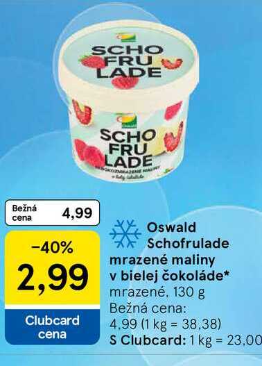 Oswald Schofrulade mrazené maliny v bielej čokoláde 130 g