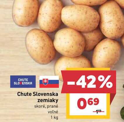 Chute Slovenska zemiaky skoré, prané voľné 1 kg
