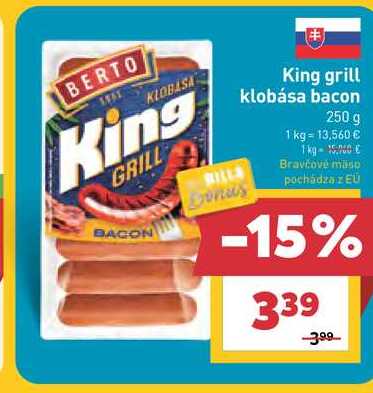 King grill klobása bacon 250 g