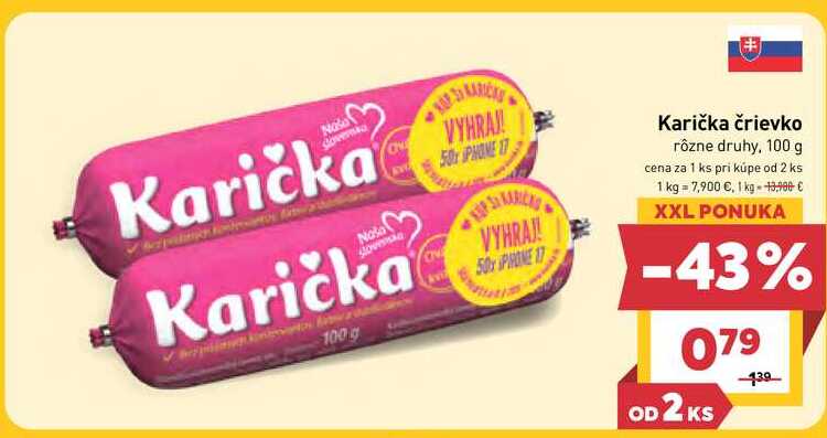 Karička črievko rôzne druhy, 100 g