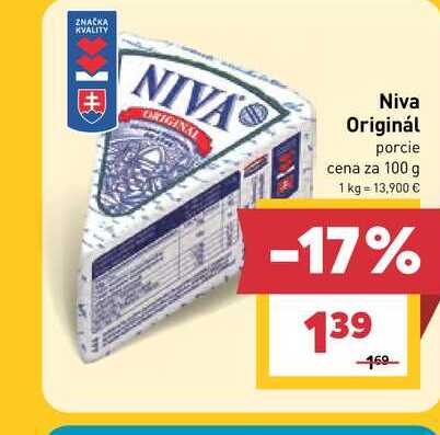 Niva Originál porcie cena za 100 g