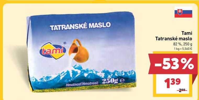 Tami Tatranské maslo 82%, 250 g  v akcii