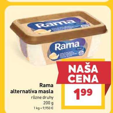 Rama alternatíva masla rôzne druhy 200 g  v akcii