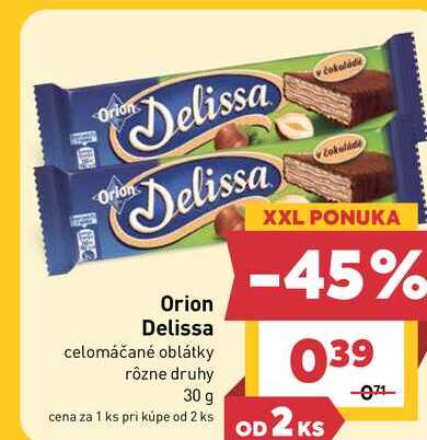 Orion Delissa celomáčané oblátky rôzne druhy 30 g 