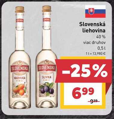 Slovenská Liehovina 40% viac druhov 0,5l