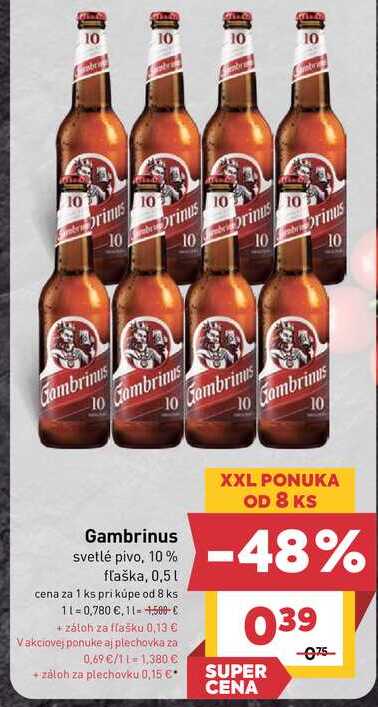 Gambrinus Originál 10% pivo výčapné svetlé 500 ml  v akcii