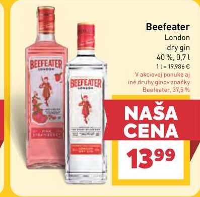 Beefeater London dry gin 40%, 0,7l