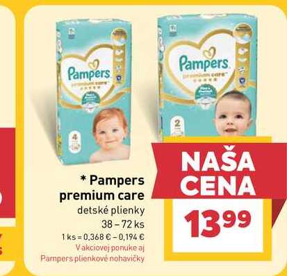 Pampers premium care detské plienky 38-72 ks