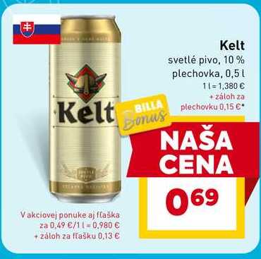 Kelt svetlé pivo, 10% plechovka, 0,5l