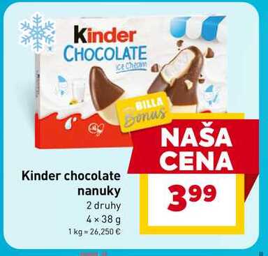 Kinder chocolate nanuky 2 druhy 4x38 g