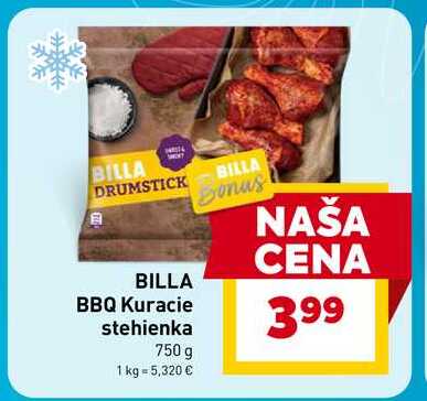 BILLA BBQ Kuracie stehienka 750 g