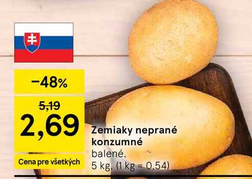 Zemiaky neprané konzumné balené, 5 kg
