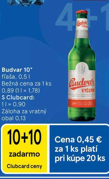 Budvar 10° fľaša, 0,5 l
