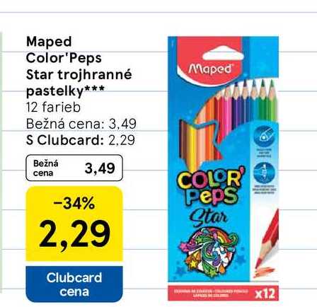 Maped Color'Peps Star trojhranné pastelky 12 farieb