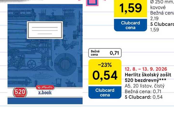 Herlitz školský zošit 520 bezdrevný A5, 20 listov, čistý