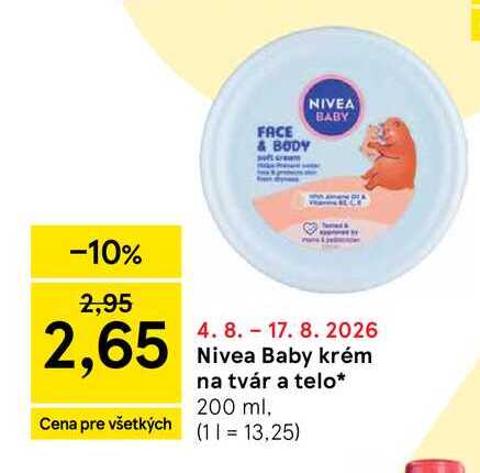 Nivea Baby krém na tvár a telo 200 ml