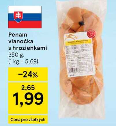 Penam vianočka s hrozienkami 350 g