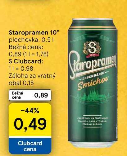 Staropramen 10° plechovka, 0.5l