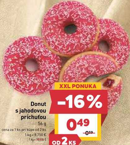 Donut s jahodovou príchuťou cena za 1 ks 
