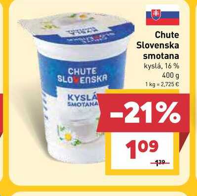Chute Slovenska smotana kyslá, 16% 400 g  v akcii
