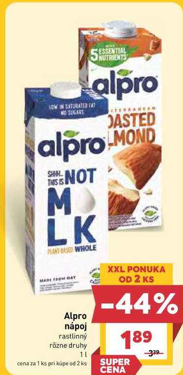 Alpro nápoj rastlinný rôzne druhy 1L