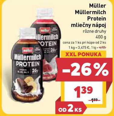 Müller Müllermilch Protein mliečny nápoj rôzne druhy 400 g