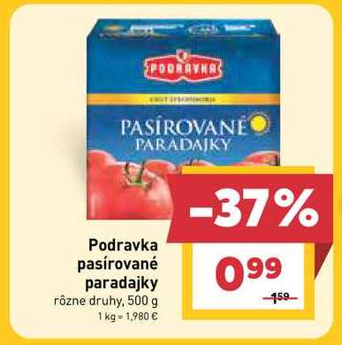 Podravka pasírované paradajky rôzne druhy, 500 g