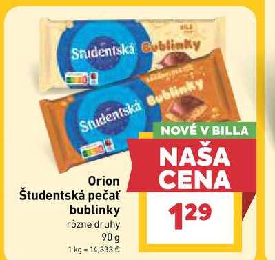 Orion Študentská pečať bublinky rôzne druhy 90g
