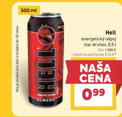 Hell energetický nápoj viac druhov, 0,5l 