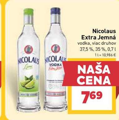 Nicolaus Extra Jemná vodka, viac druhov 37,5%, 35%, 0,7l