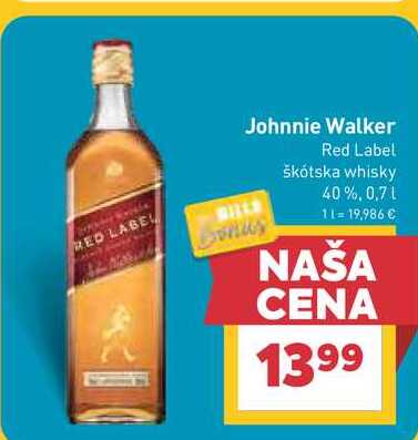 Red Label škótska whisky 40%, 0.7L
