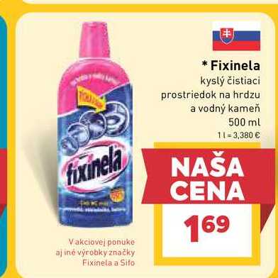 Fixinela kyslý čistiaci prostriedok na hrdzu a vodný kameň 500 ml