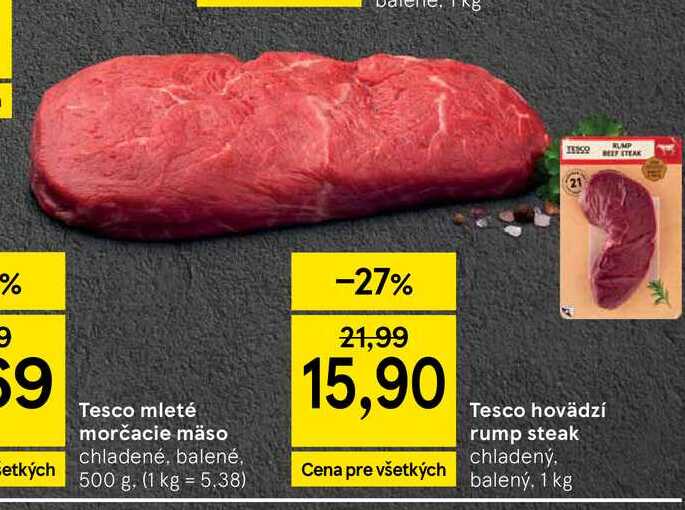 Tesco hovädzí rump steak chladený, 1 kg 