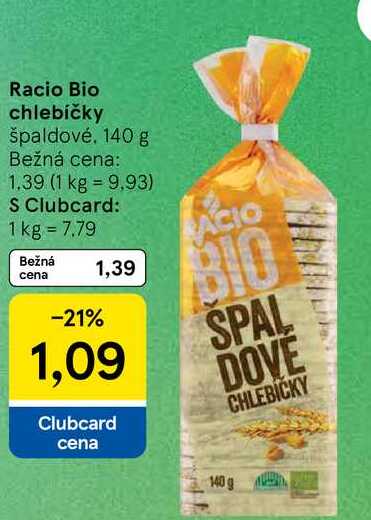 Racio Bio chlebíčky špaldové, 140 g