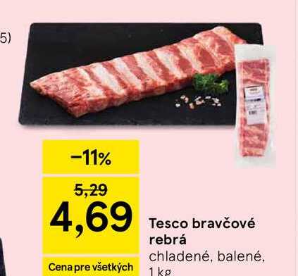 Tesco bravčové rebrá chladené, balené, 1kg 