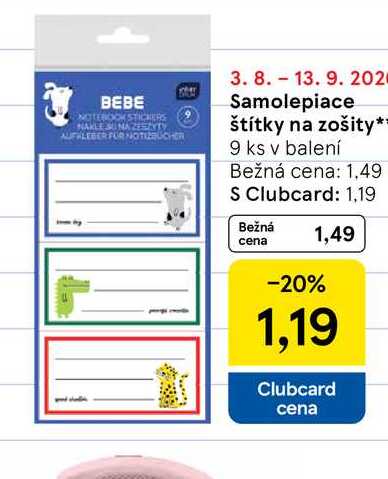 Samolepiace štítky na zošity 9 ks v balení