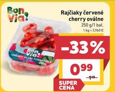 Rajčiaky červené cherry oválne 250 g/1 bal.