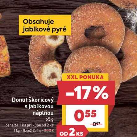 Donut škoricový s jablkovou náplňou 65g