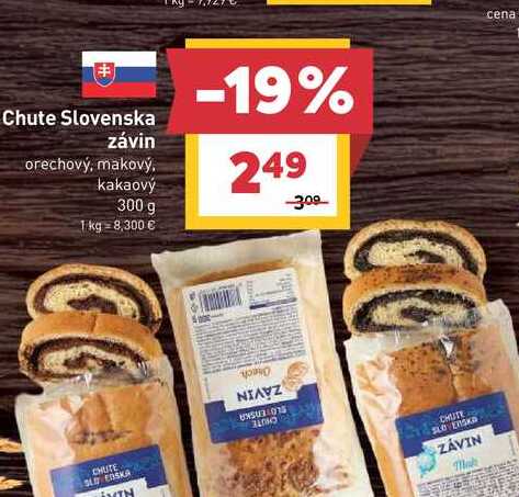 Chute Slovenska závin orechový, makový, kakaový 300 g