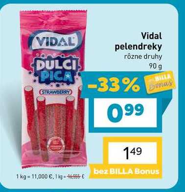 Vidal pelendreky rôzne druhy 90 g