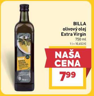 BILLA olivový olej Extra Virgin 750 ml