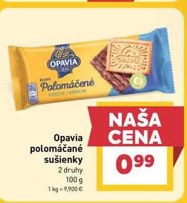 Opavia polomáčané sušienky 2 druhy 100 g