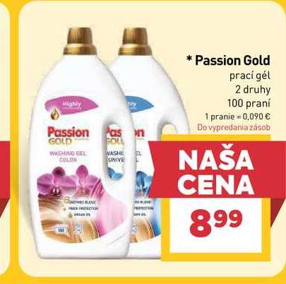Passion Gold prací gél 2 druhy 100 praní