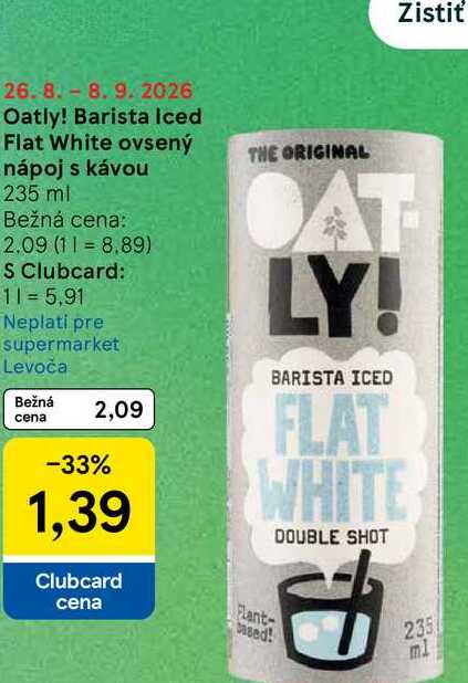 Oatly! Barista Iced Flat White ovsený nápoj s kávou 235 ml