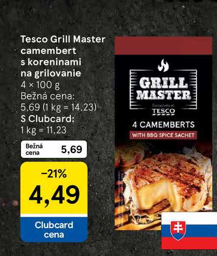 Tesco Grill Master camembert s koreninami na grilovanie 4 × 100 g