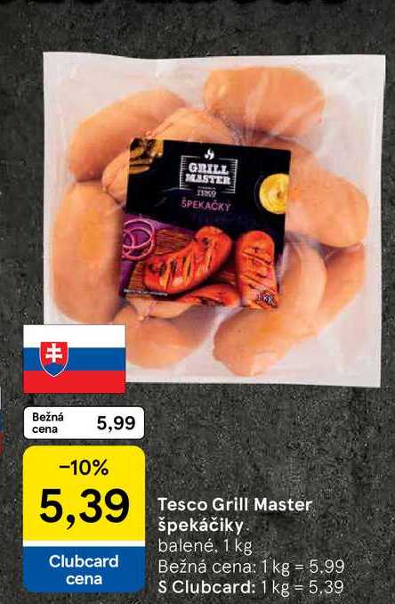 Tesco Grill Master špekáčiky balené, 1 kg