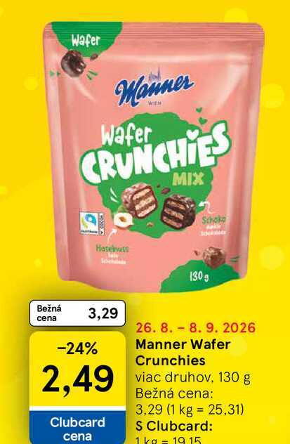 Manner Wafer Crunchies viac druhov, 130 g 