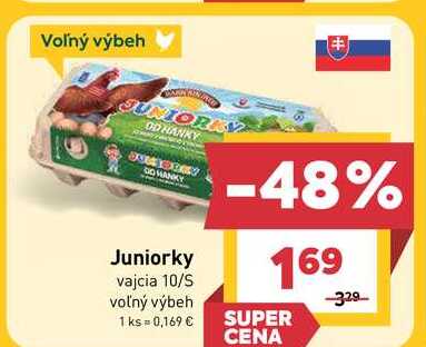 Juniorky vajcia 10/S voľný výbeh